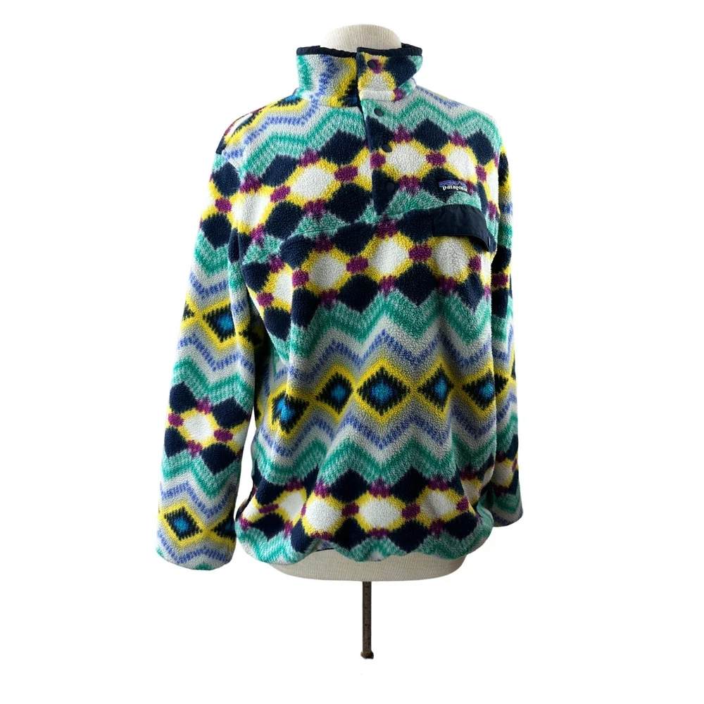 Patagonia Lightweight Synchilla Snap-T Fleece Pullover Timber Twist Aztec Size L - Picture 10 of 12